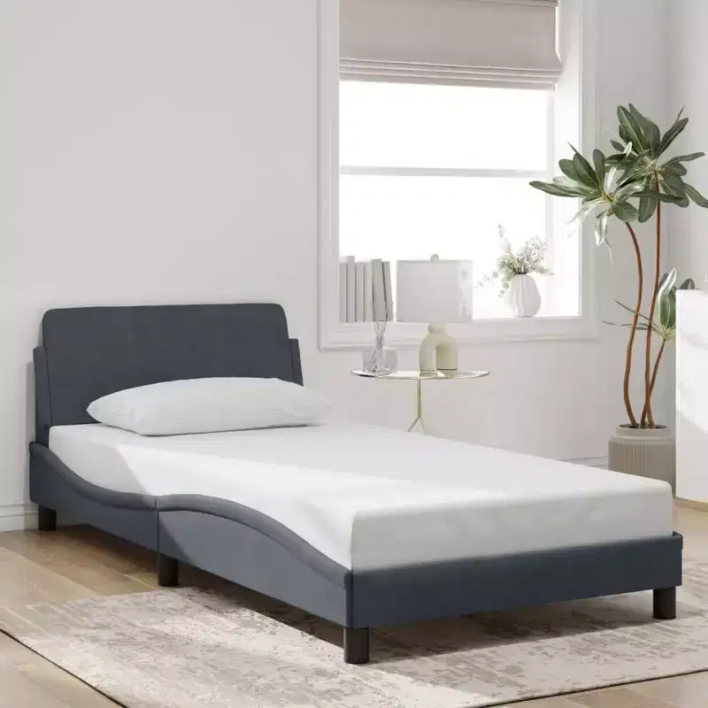 Bed FrameVelvet, Metal, Solid Pine Wood, Plywood Queen