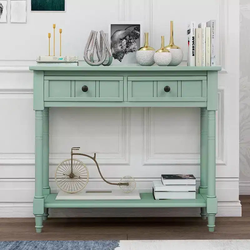Console Table with Two Drawers and Bottom Shelf