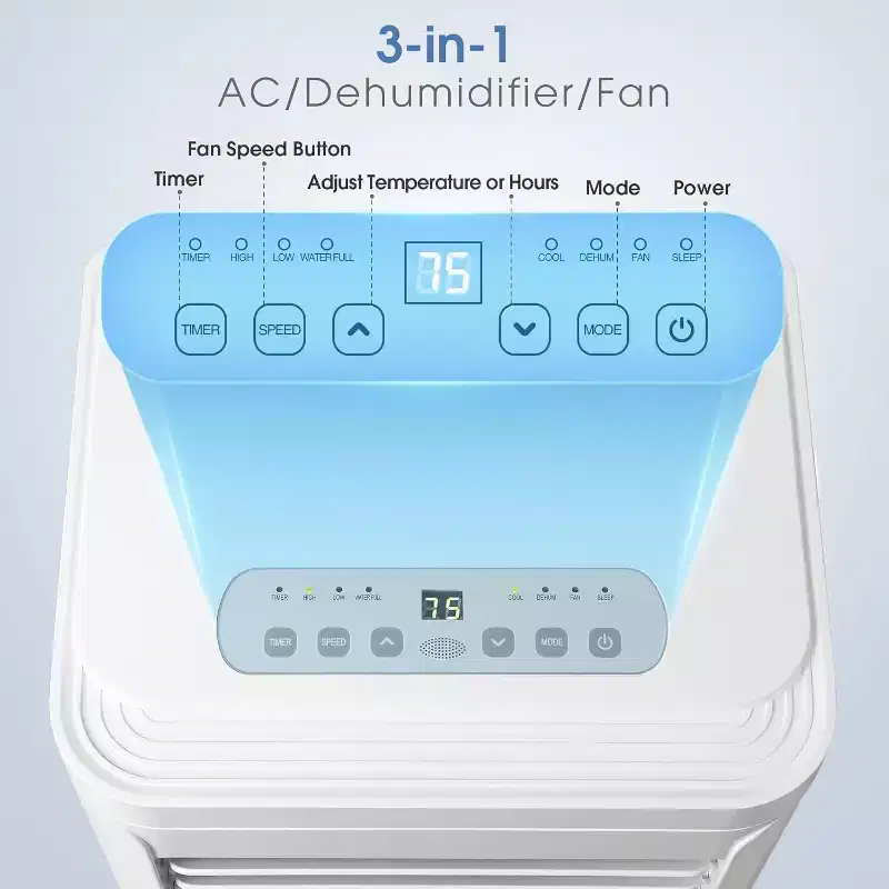 ZAFRO Portable Air Conditioners for Room. Ft Portable Ac Quiet Unit with Cooling, Dehumidifier, Fan, Sleep Mode,Remote Control