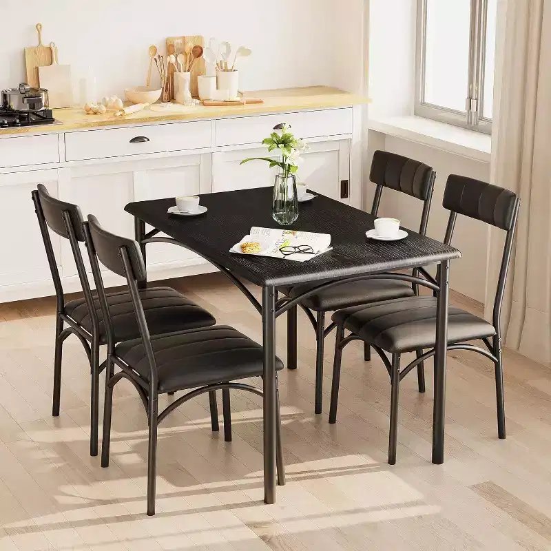 4-Piece Dining Set - Space-Saving Table & Upholstered Chairs for Kitchen & Dining Room