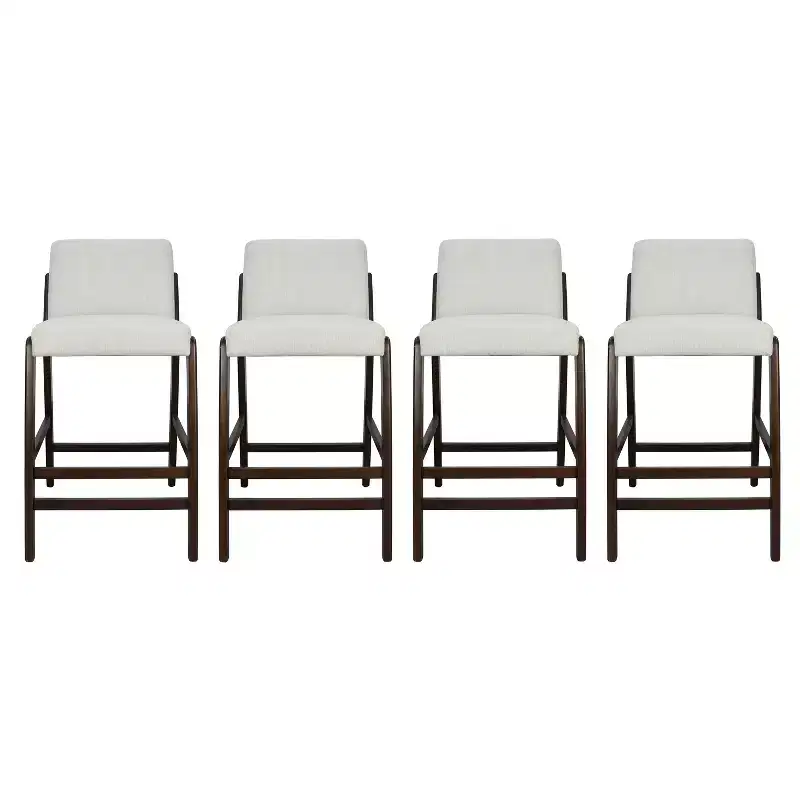 Christopher Knight Home Yvette Mid-Century Modern Rubberwood Upholstered Bar Stools (Set of 4)
