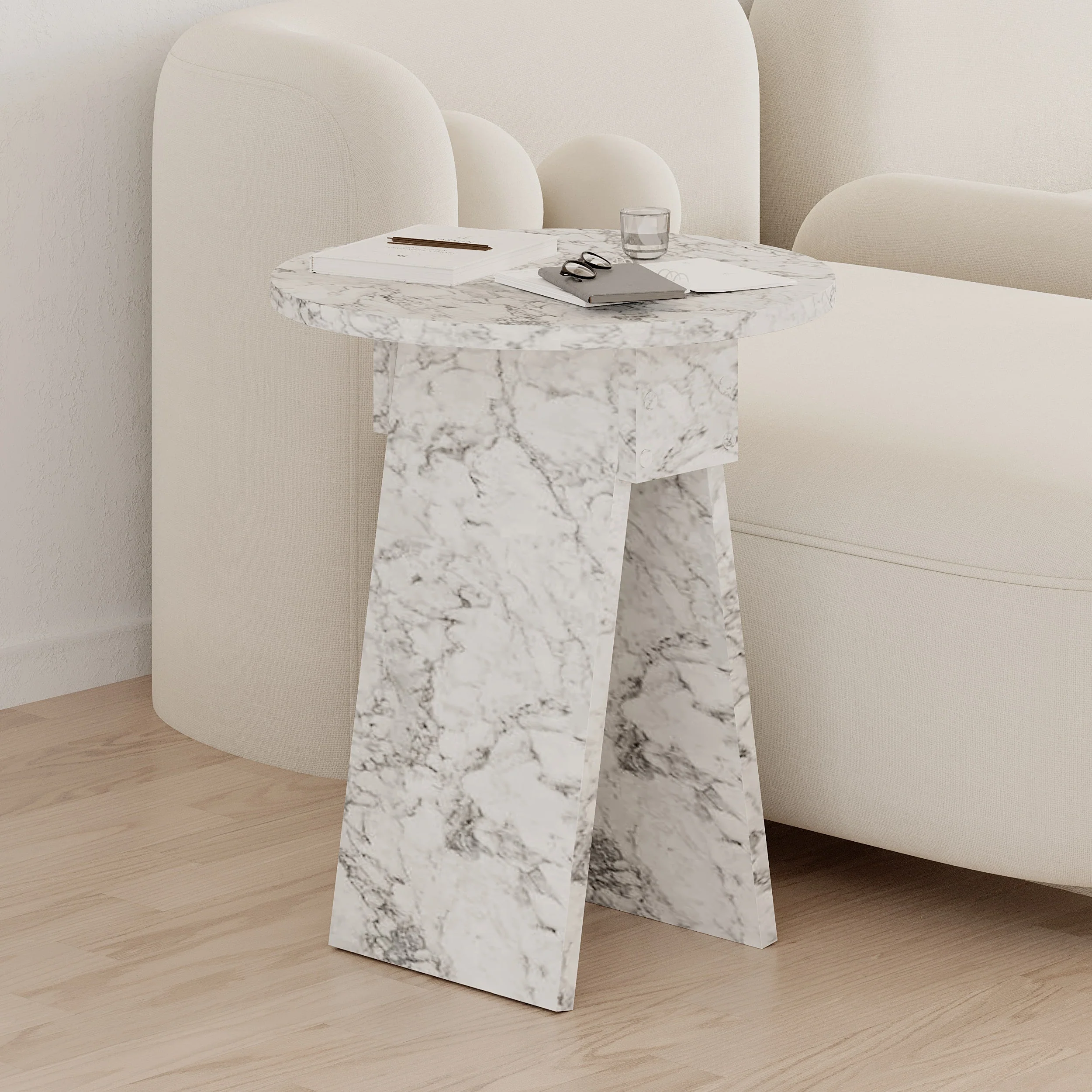 Chen Side Table – Modern Round Accent Table for Living Room, Bedroom or Entryway