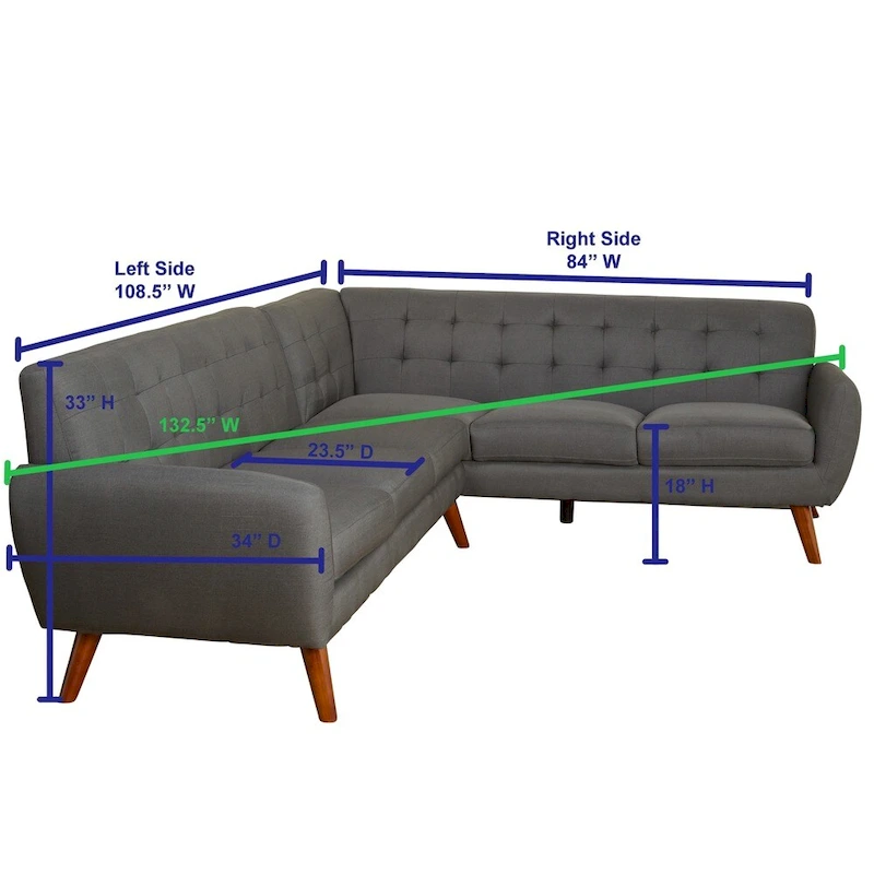 Simple Living Livingston Mid-Century Tufted L-shaped Sectional Sofa