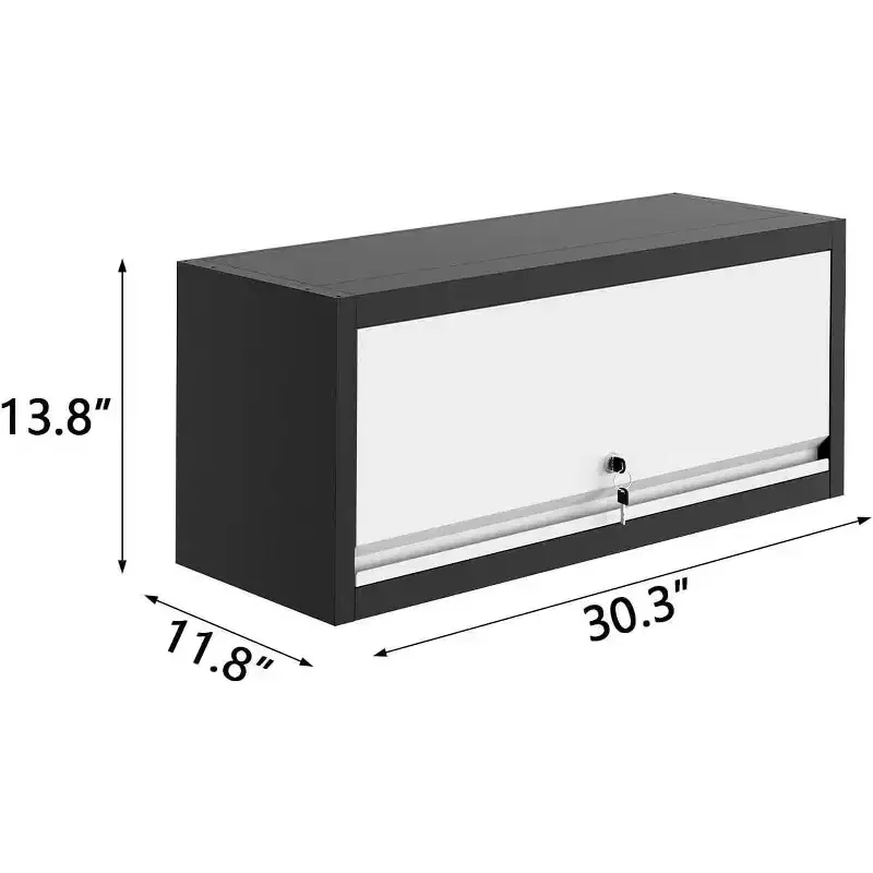 Wall Mount Tool Cabinet, 0.6mm Steel, Hydraulic Goose Neck Flip Door, 13.8x30.3x11.8, Floating Storage for Garage, Kitchen, Office, Gray