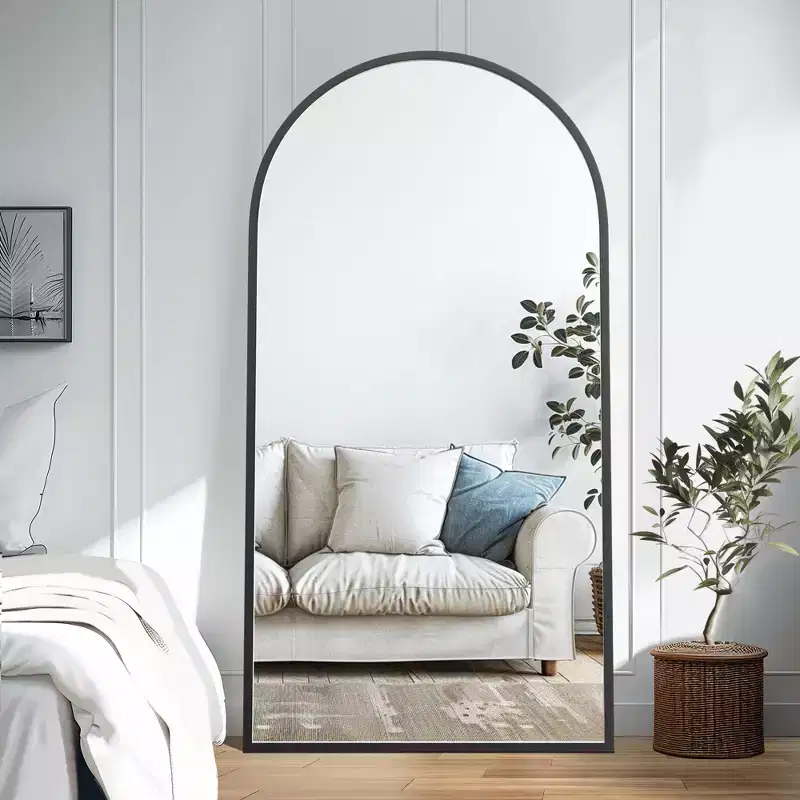 PexFix Arched Full Length Mirror Solid Wood Frame Floor Mirror HD Wall-Mounted Dressing Mirror for Bedroom Living Room