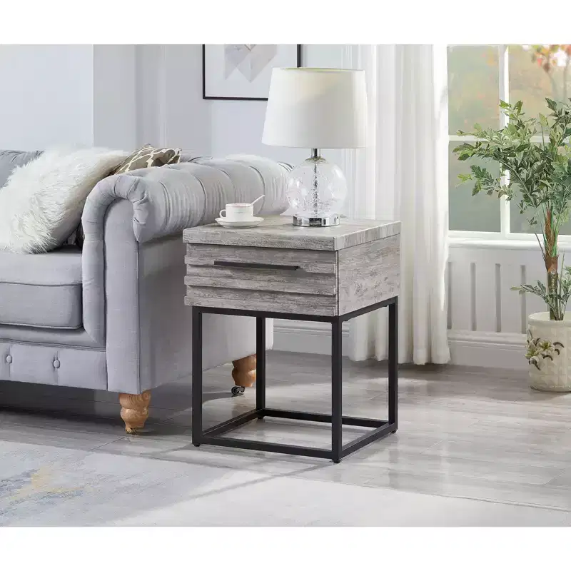 Roundhill Furniture Celestial Contemporary Storage End Table