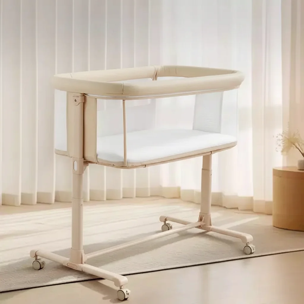 Baby Bassinet with Wheels – Beige / Gray / Pink, Bedside Sleeper, for 1 Baby