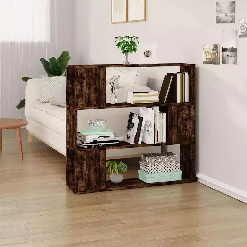 Book Cabinet, Smoked Oak Engineered Wood, Medium