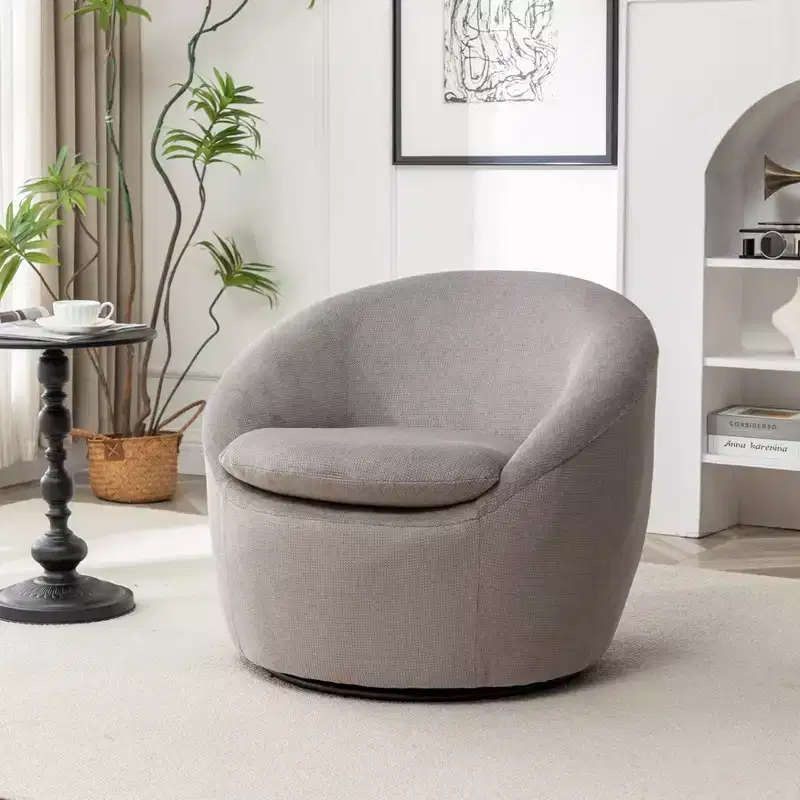 Roundhill Furniture Winnie Modern Barrel Chair, 360 Swivel