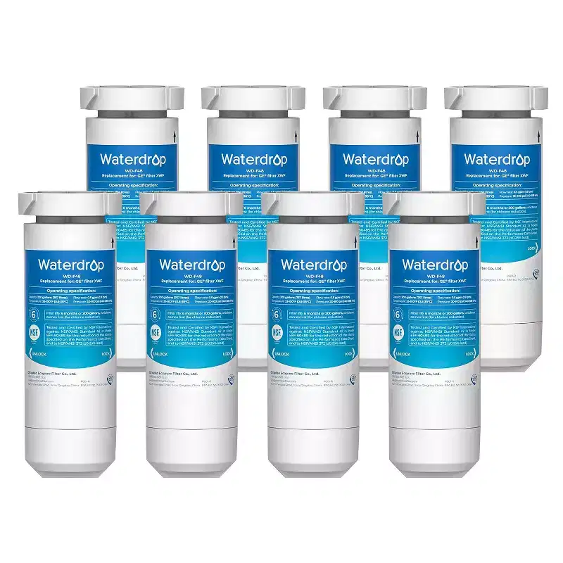 Waterdrop XWF Water Filter for GE XWF Refrigerator, Replacement for GE XWF, WR17X30702, 8 Filters(NOT XWFE)