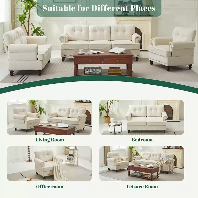 Chenille Upholstered Pull Point Accent Chair, Sofa Armrest Chair for Living Room, Bedroom, Office