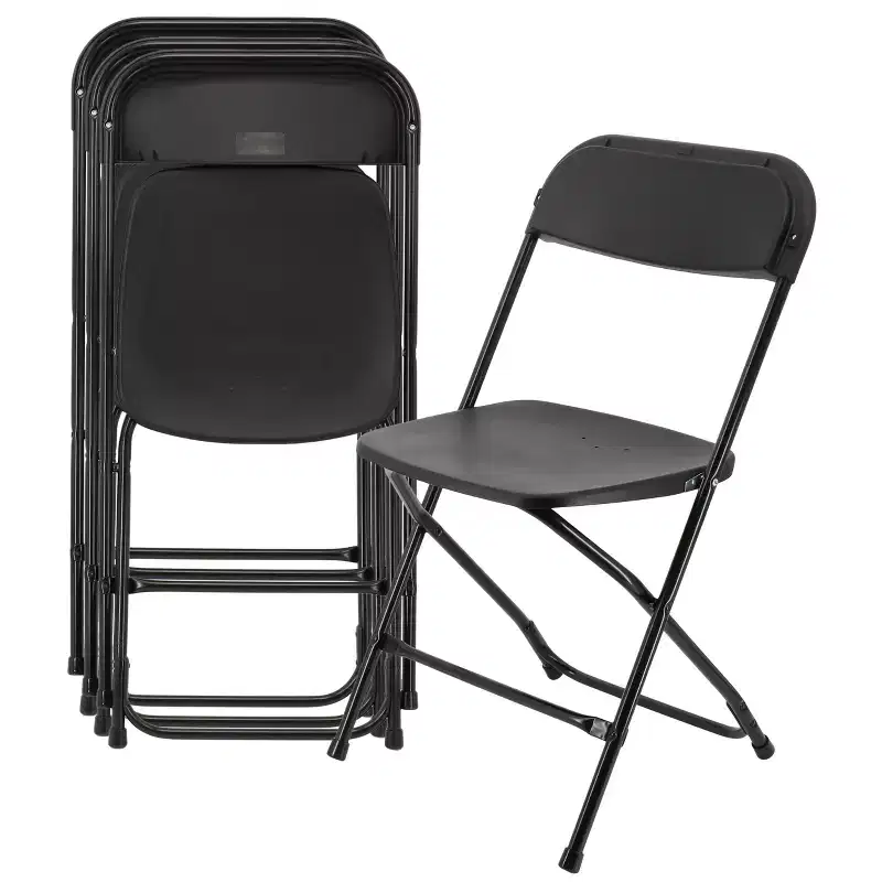 Elama 4 Piece Plastic Folding Chair in White