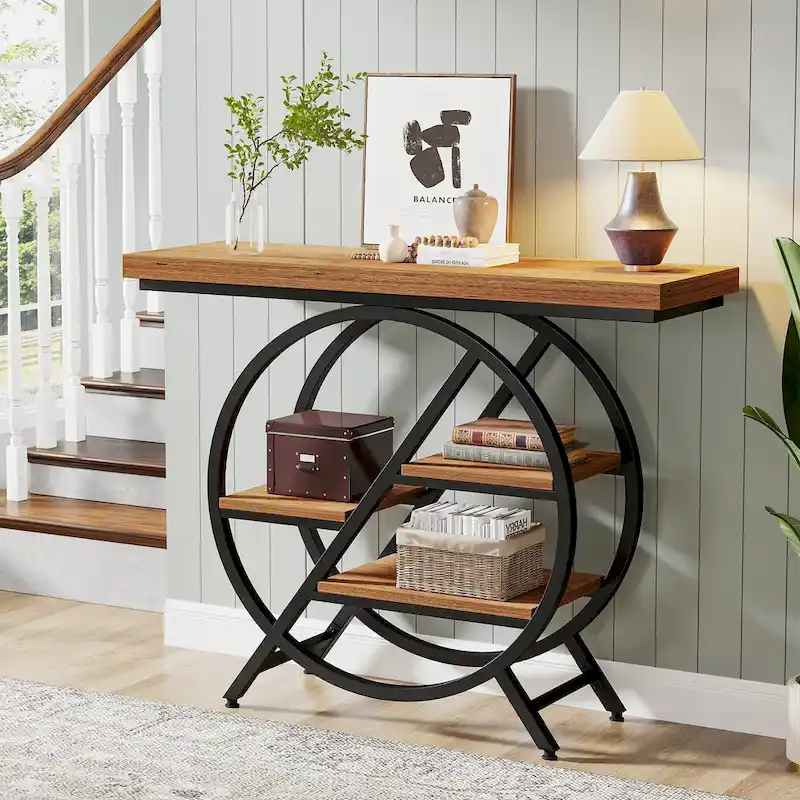 39.4-Inch Console Table, 4- Tier Industrial Entryway Table