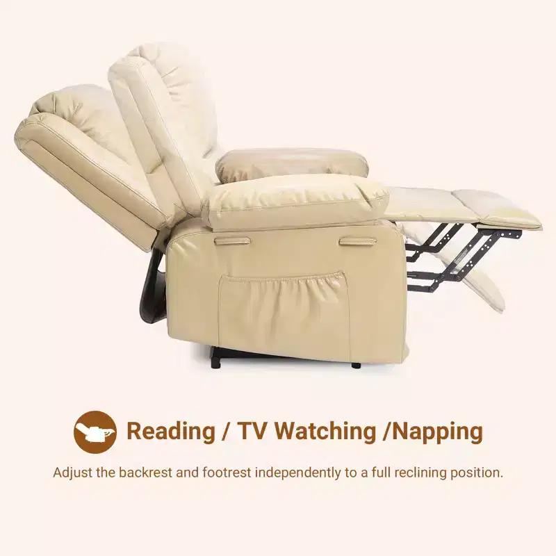 Electric Lift Recliner Chair - Heat and Massage,PU Leather Heavy Duty Power Recliner for Elderly & Mobility Impaired,Adjustable Back and Legs