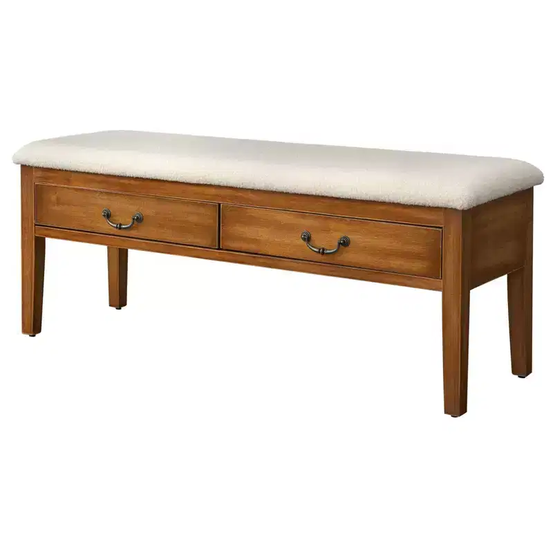 Lifestorey Palmer Farmhouse Bench with Storage Antique Oak