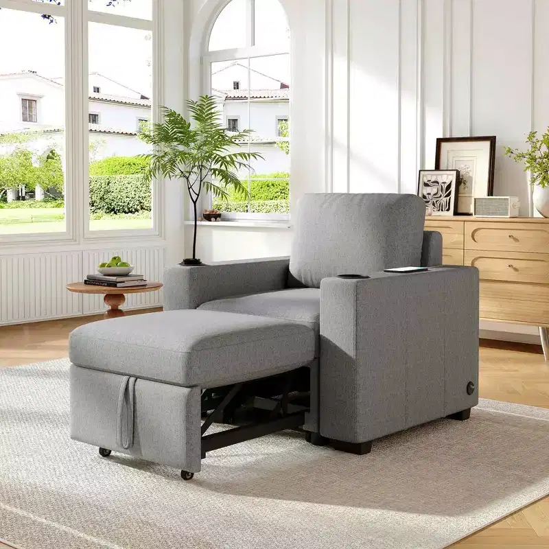 MAYEERTY 35.4 Modern Sofa Pull-out Sofa Bed Single Sofa Chair for Living Room Gray