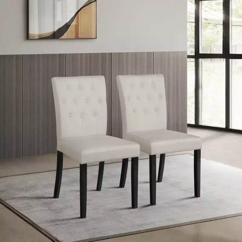 ChaletPosh Black Wooden Dining Chair with Linen Cover