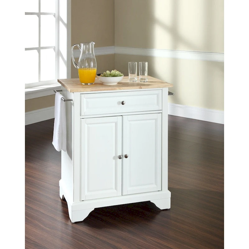 Crosley LaFayette Stainless Steel Top Portable Kitchen Island in White Finish - 18d x 31w x 35h