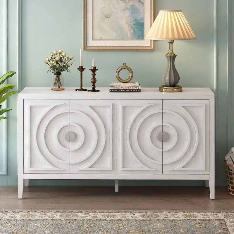4-Door Sideboard Cabinet with Adjustable Shelves