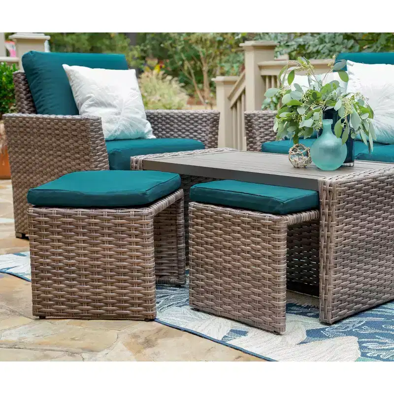 Leisure Made Newton 6pc Wicker Seating in Peacock Fabric