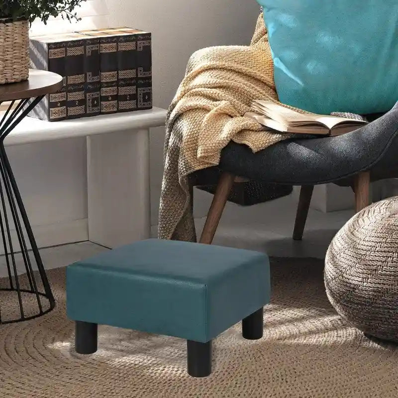 Small Square Footstool Ottoman Modern Fabric Footrest Stool