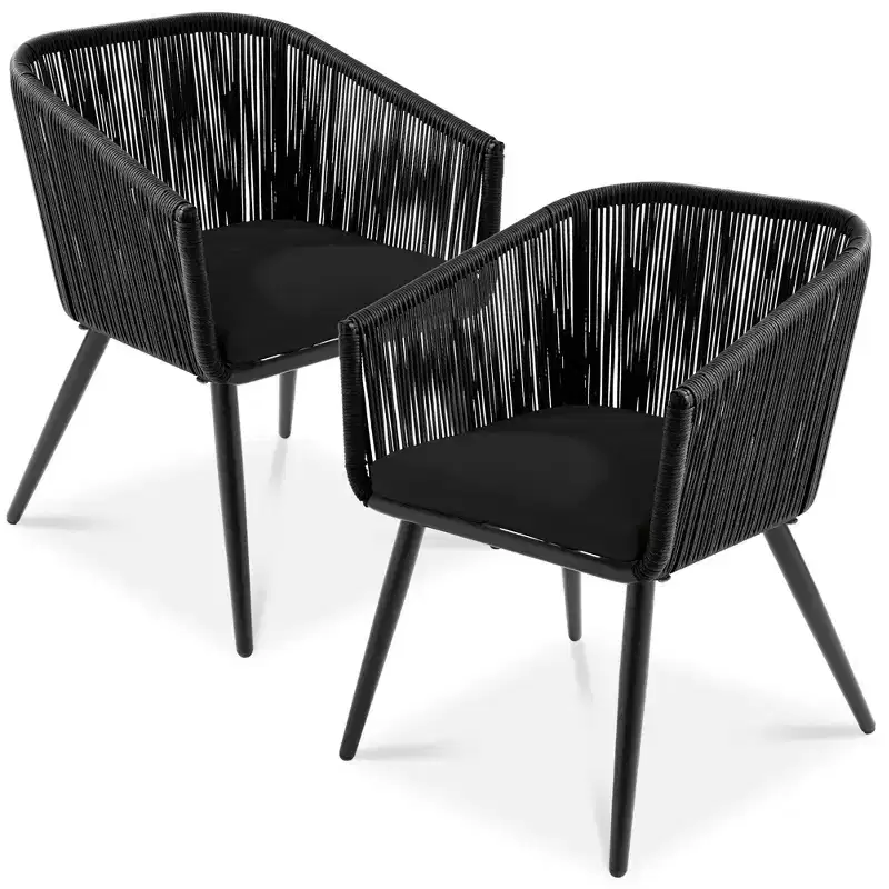 Best Choice Products Set of 2 Outdoor Patio Dining Chairs Woven Wicker Seating 250lb Capacity