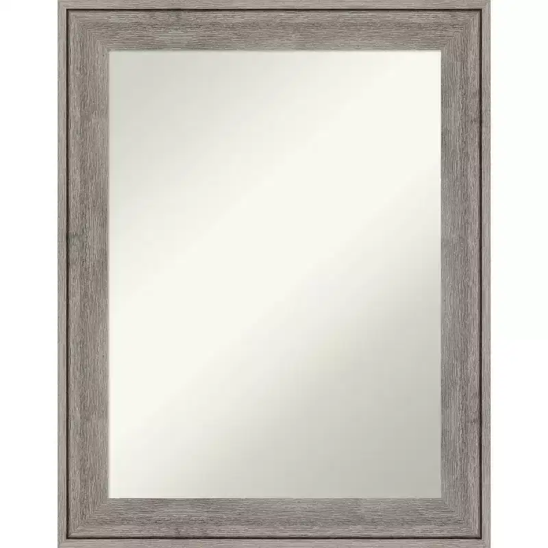 23 x 29 Non-Beveled Regis Barnwood Gray Wood Bathroom Wall Mirror - Amanti Art