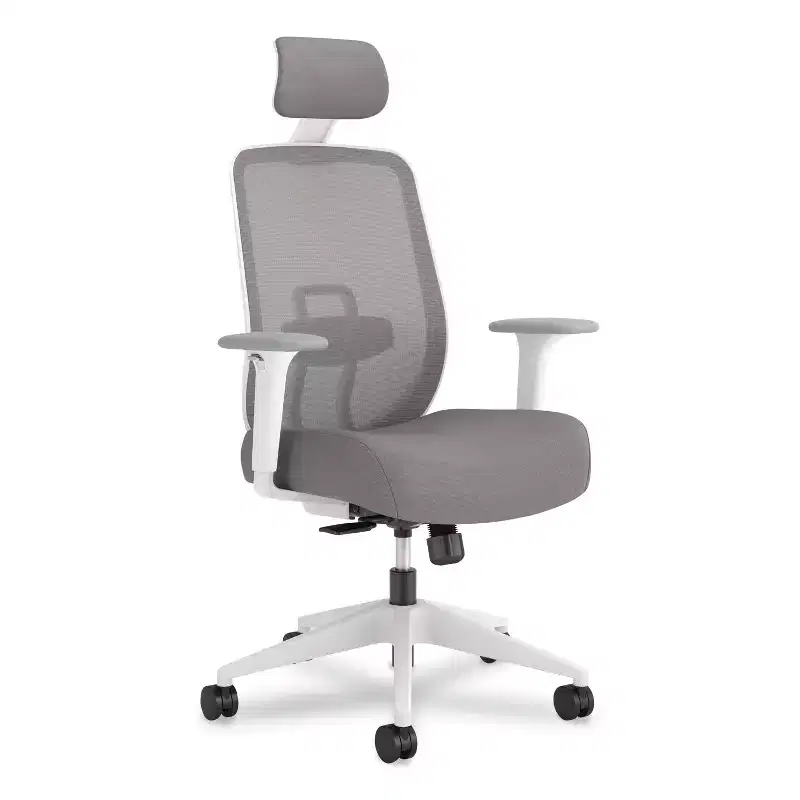 Mesh Back Task Chair Adjustable Height Gray/White