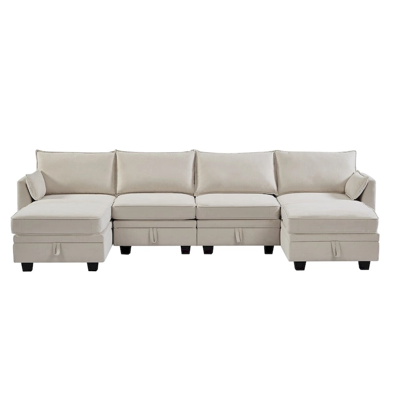 Merax U-Shape Convertible Modular Sectional Sofa Bed with Reversible Chaise