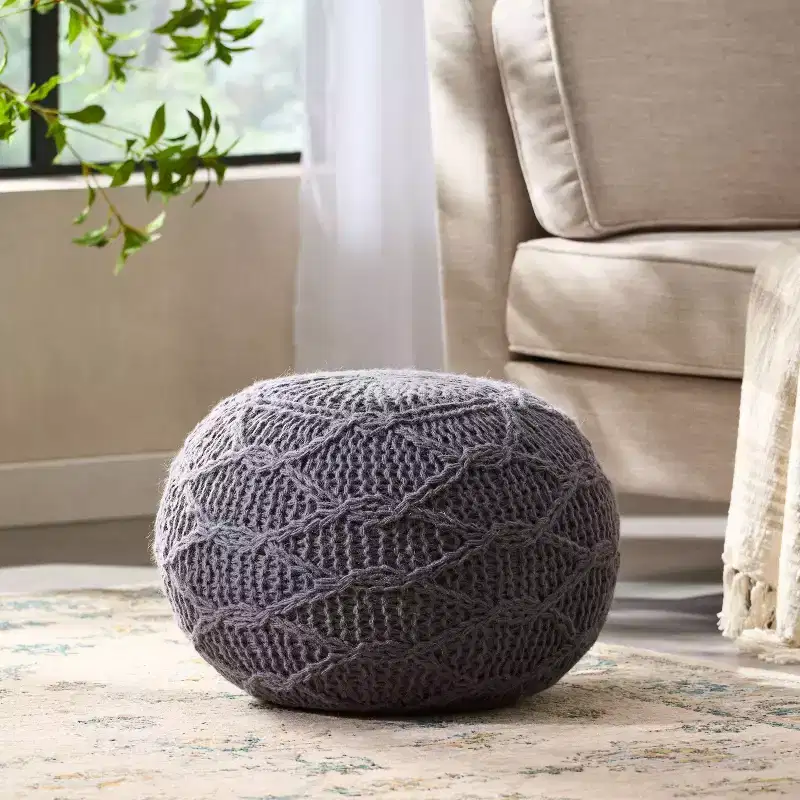 Okak Bean Bag Chair Woven Bean Bag Chair Comfy Floor Chair with Memory Foam Filler, Sofa Chair for Living Room, Bedroom
