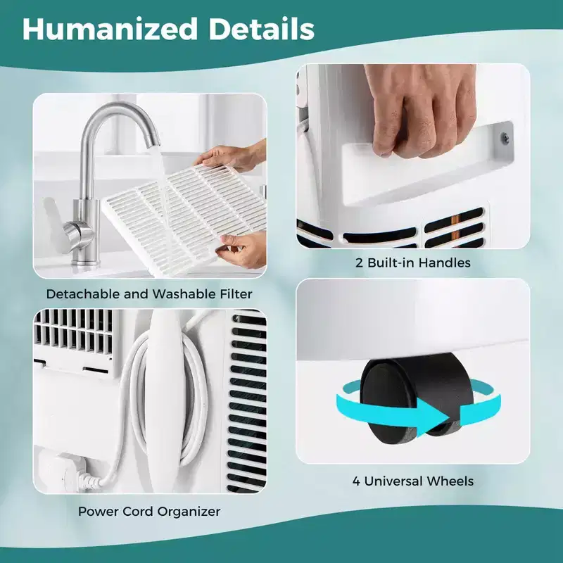 Costway 9200 BTU(14000 BTU ASHRAE) Portable Air Conditioner with Heat Smart WiFi Enabled Home AC Unit