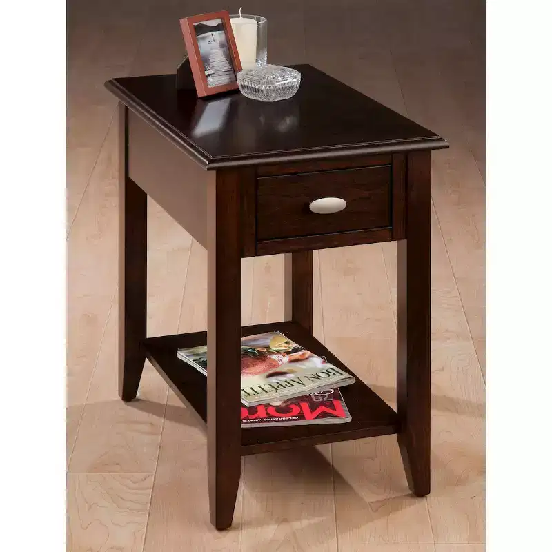 Jofran,Merlot Warm Contemporary Side Table- Brown Color