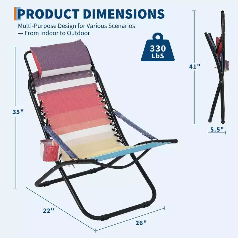 Camping Chair, Portable Beach Chair, Folding Sling Chair, for Beach, Courtyard, Picnic, Travel