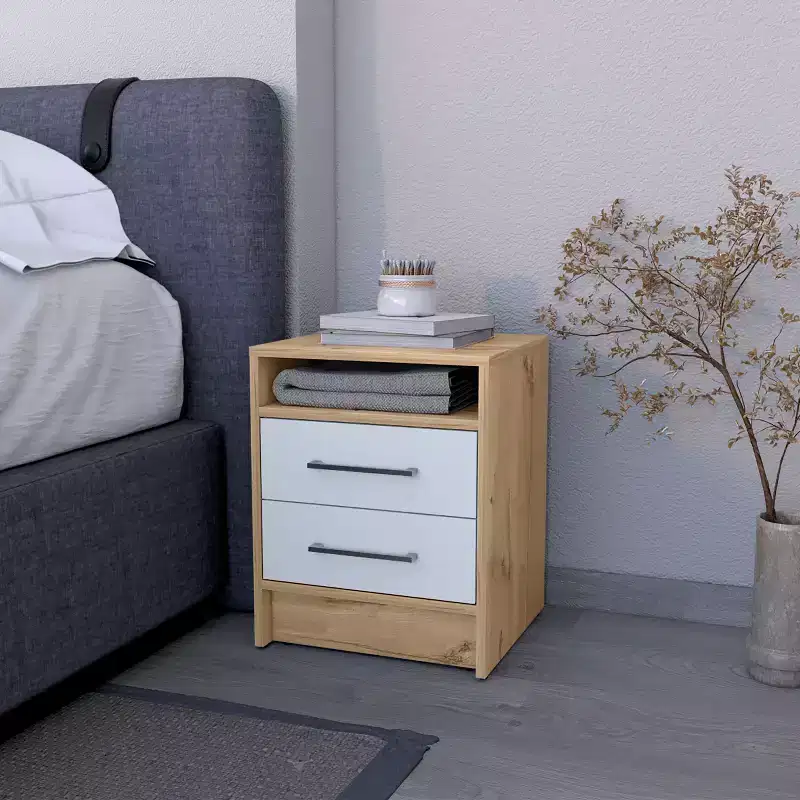 MAYEERTY Nightstand with 2 Drawers Concealed Shelf Vintage Bedside Table for Bedroom Living Room
