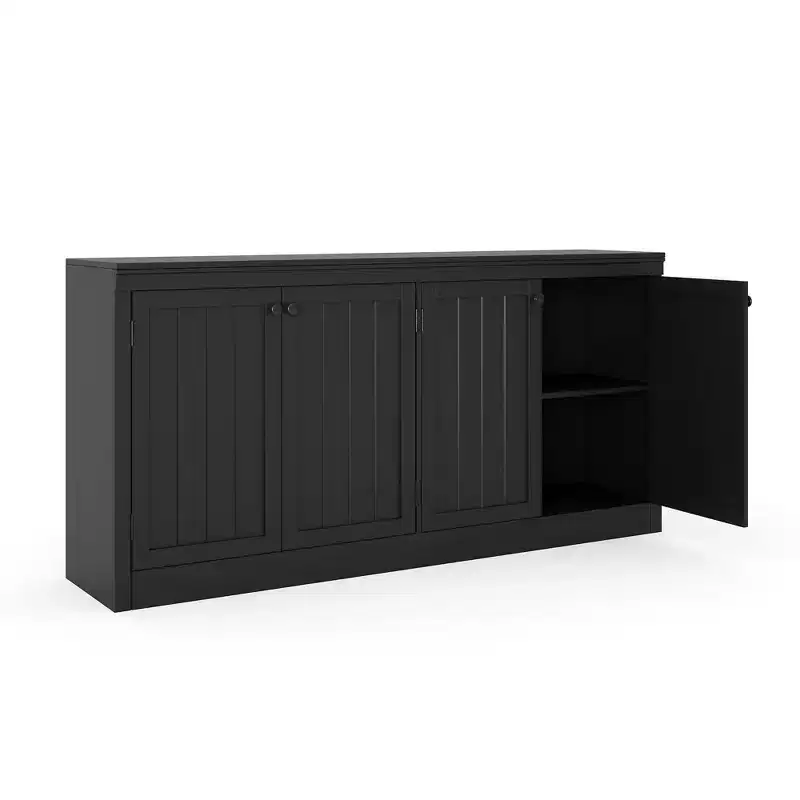63 Sideboard Buffet Cabinet, Entryway Coffee Bar Cabinet with 4 Doors, Modern Media Console Table, Wooden Floor Cupboard Cabinet for Living Room
