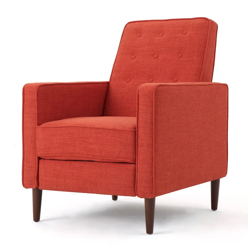 Mervynn Mid-Century Modern Button Tufted Fabric Recliner by Christopher Knight Home