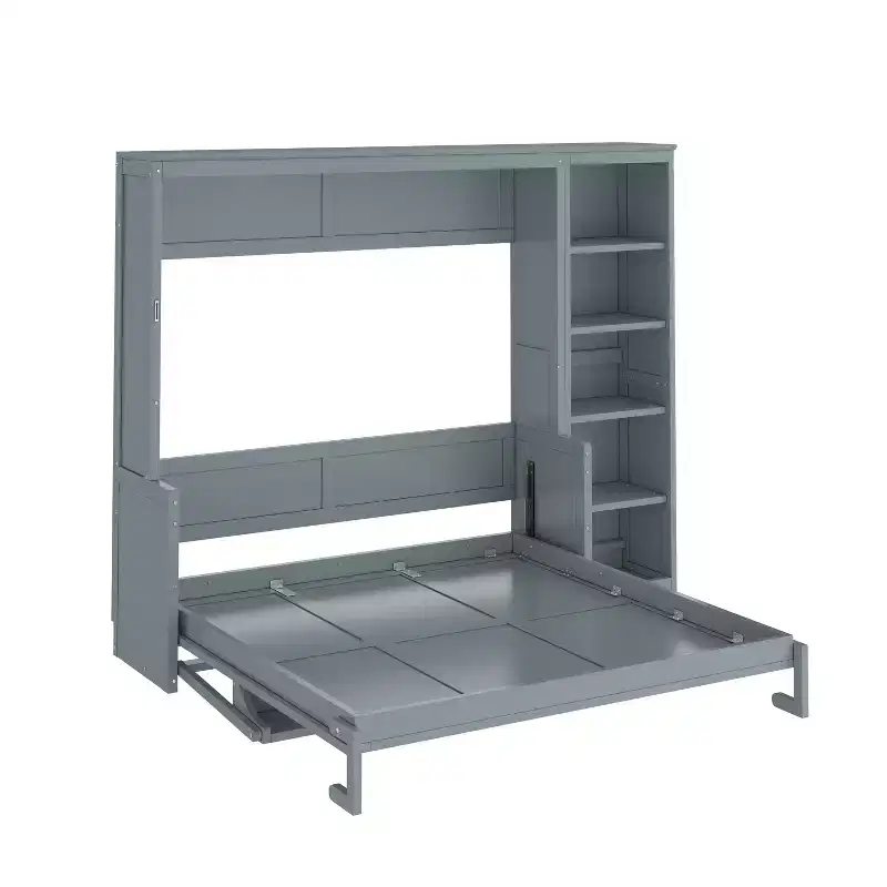 Queen Size Murphy Bed with Desk and Bookshelf