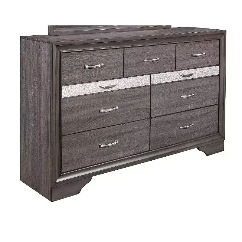 19 in.H Melamine Horizontal Dresser with 3 Drawers in Gray Finish