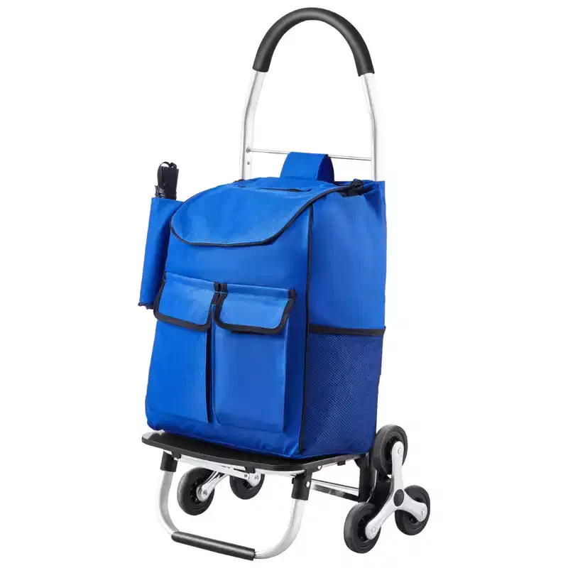 Stair Climber Trolley Dolly, 36L Folding Shopping Cart, Grocery Cart Trolley Laundry Stair Climbing Handcart with 6 Wheels & Oxford Cloth Bag
