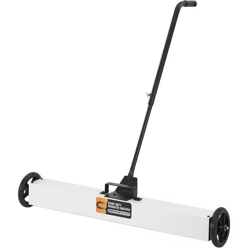 Magnetic Sweeper Rolling, 24 Industrial 33LBS Capacity w/Adjustable Handle & 7 Wheels for Nails Debris (White)