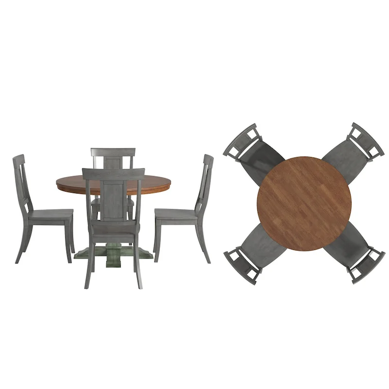 Ronda 45 Round Solid Wood Top Dining Set with Panel Back Chairs