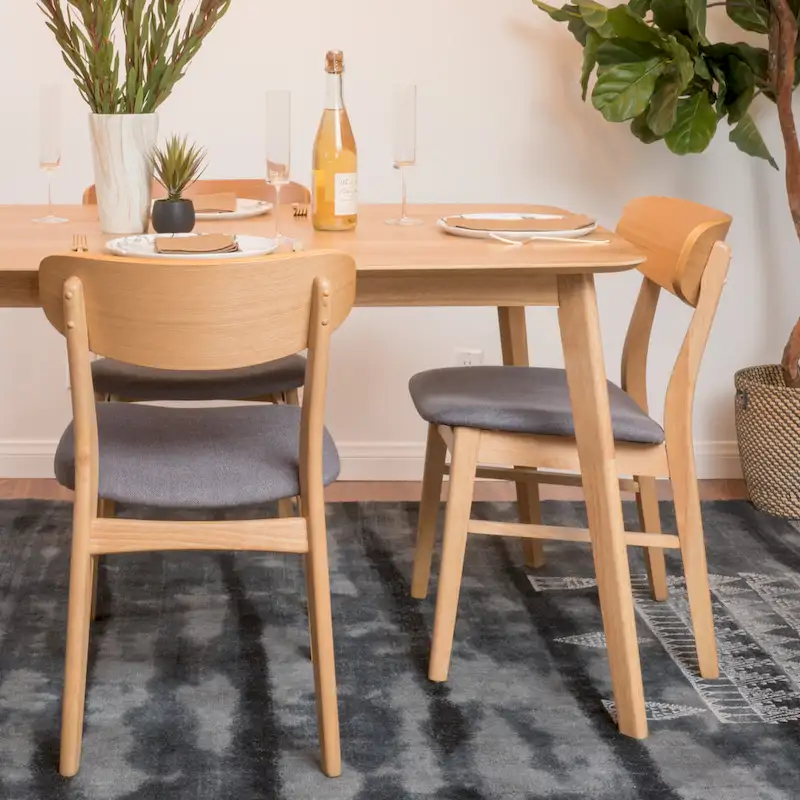 Fabric-upholstered Wood Dining Chairs (Set of 2) by Christopher Knight