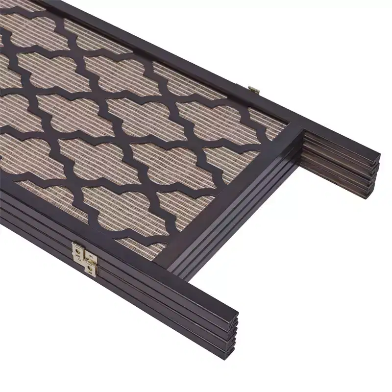 4-Panel Rattan Cane Webbing Room Divider Screen with Decorative Cut Outs, 71