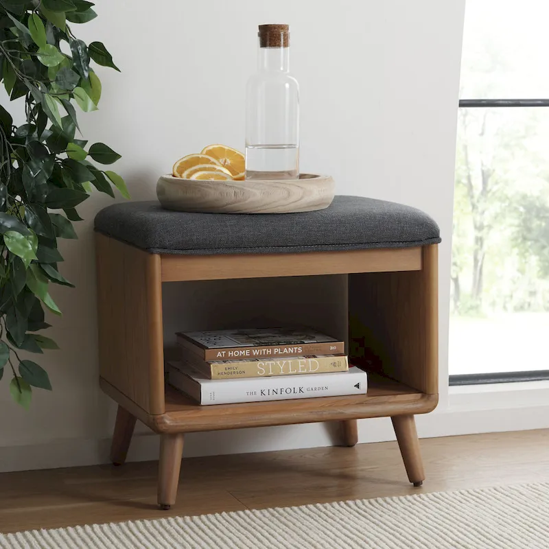 SAFAVIEH Home Collection Solo Open Shelf Bench W/ Cushion - 20 W x 15 D x 18 H