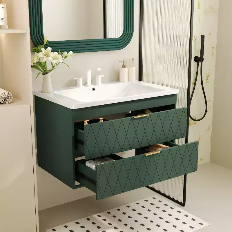 30 Wall Bathroom Vanity with Sink, Bathroom Storage Cabinet with Drawers for Small Space, Green