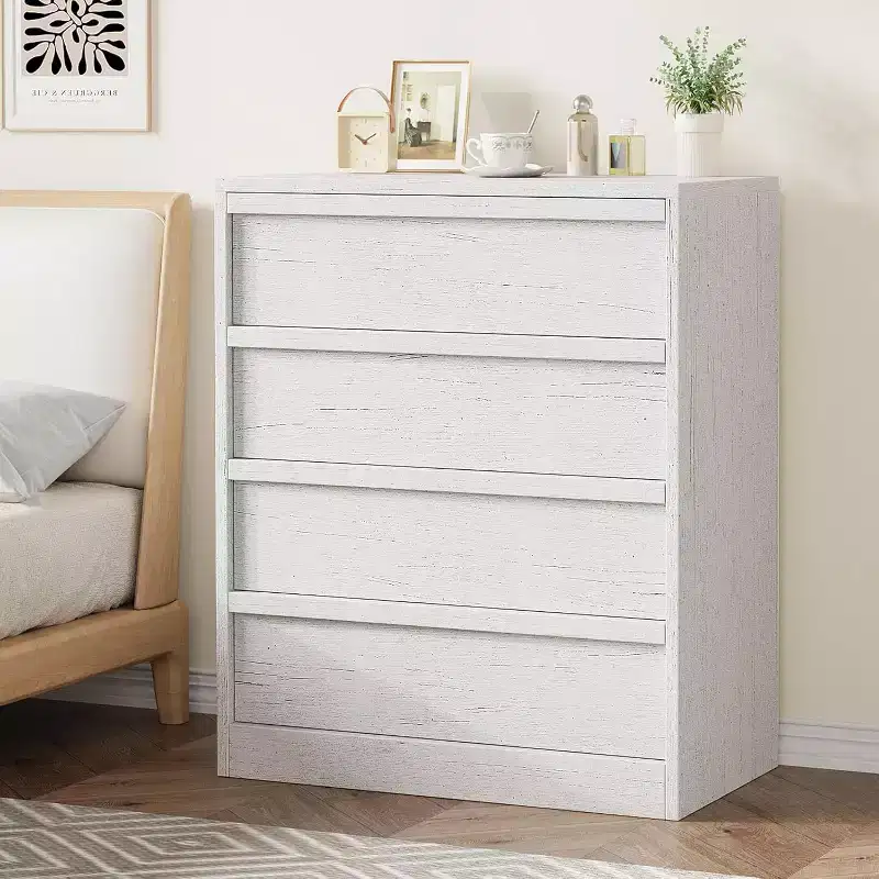 4 Drawer Dresser for Bedroom, 39in Tall Nightstand with 4 Drawers & Large Storage, Small Modern Bedside End Table for Living Room, Nursery & Entryway