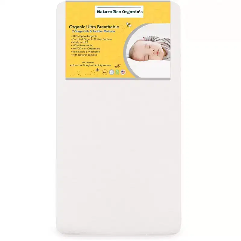 Ultra Breathable 2-Stage Crib & Toddler Mattress – Organic Cotton, Dual Firmness