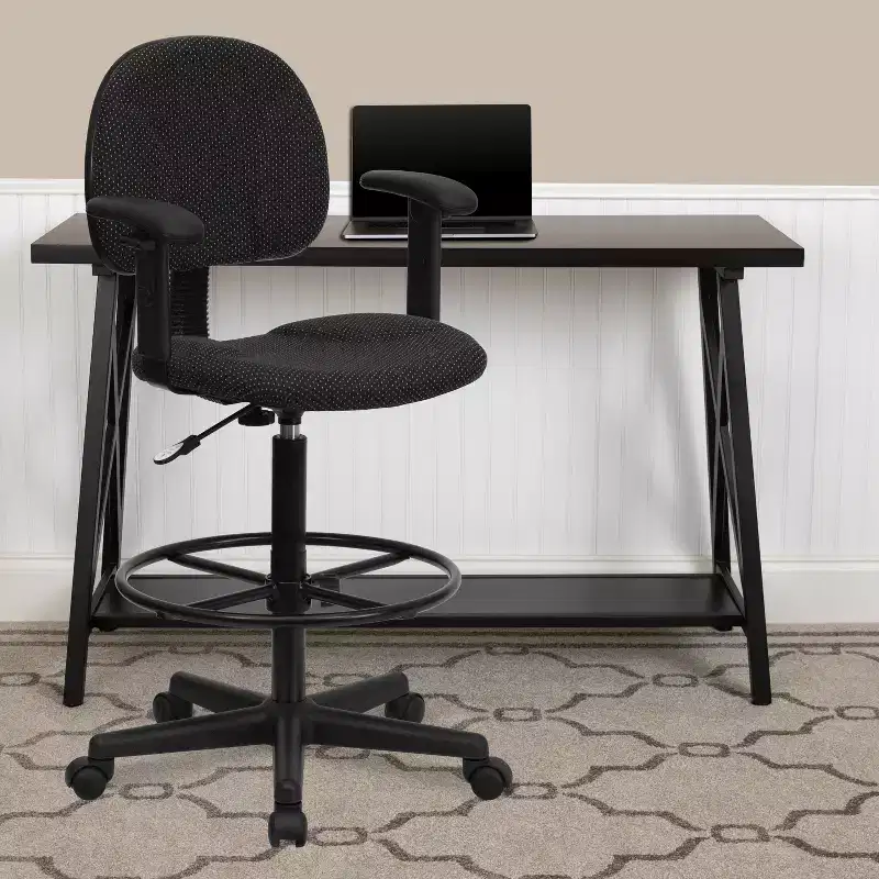 Two Cylinder Drafting Chair with Adjustable Arms, Multiple Colors