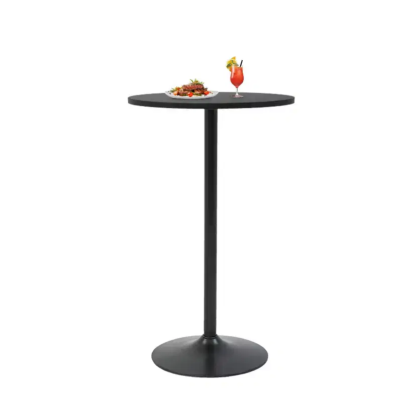 Bar Table 40 Inch Modern Kitchen Table Dining Table with Metal Base, Black