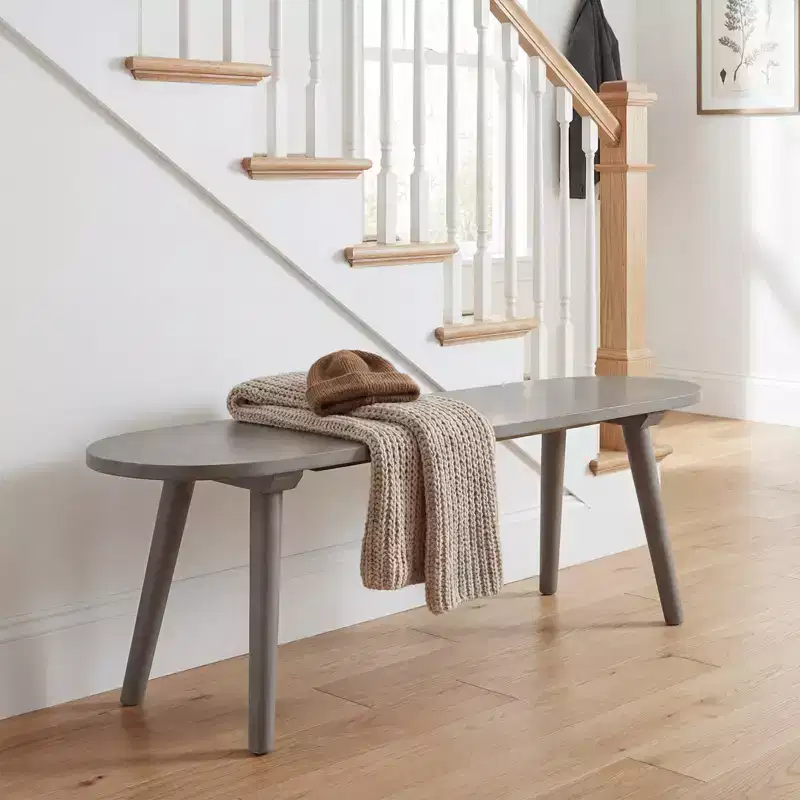 Costway 43'' Solid Wood Farmhouse Dining Bench w/Rubber Wood Legs for Living Room Kitchen